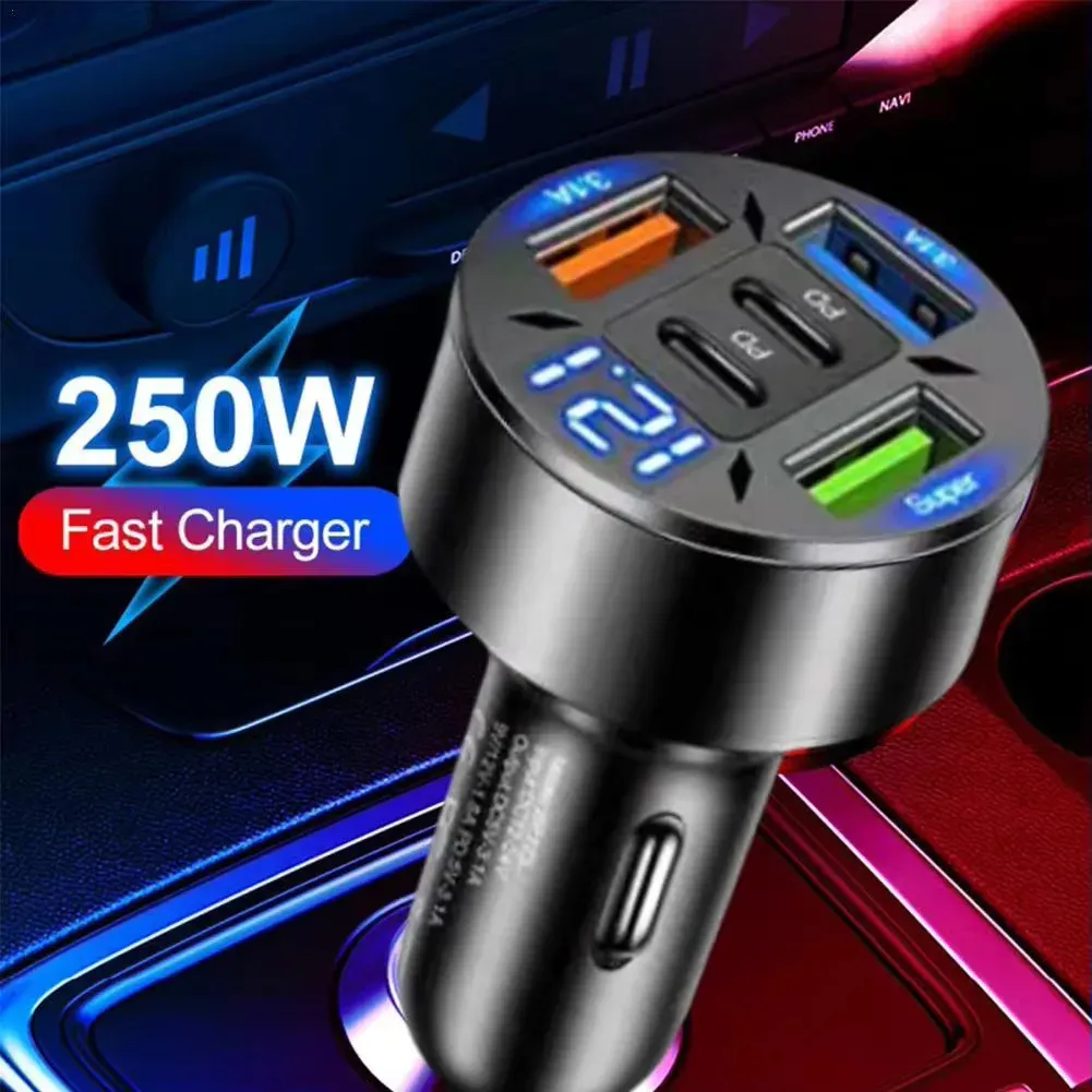 Chargeur de voiture 250 W 5 ports à charge rapide PD et QC 3.0 avec port USB-C 1