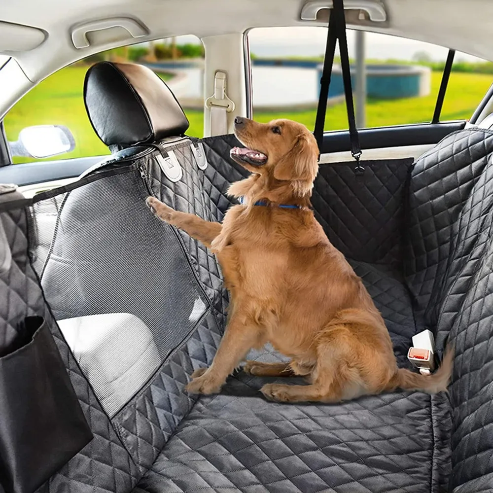 Housse de siège arrière pour chien avec fenêtre en maille