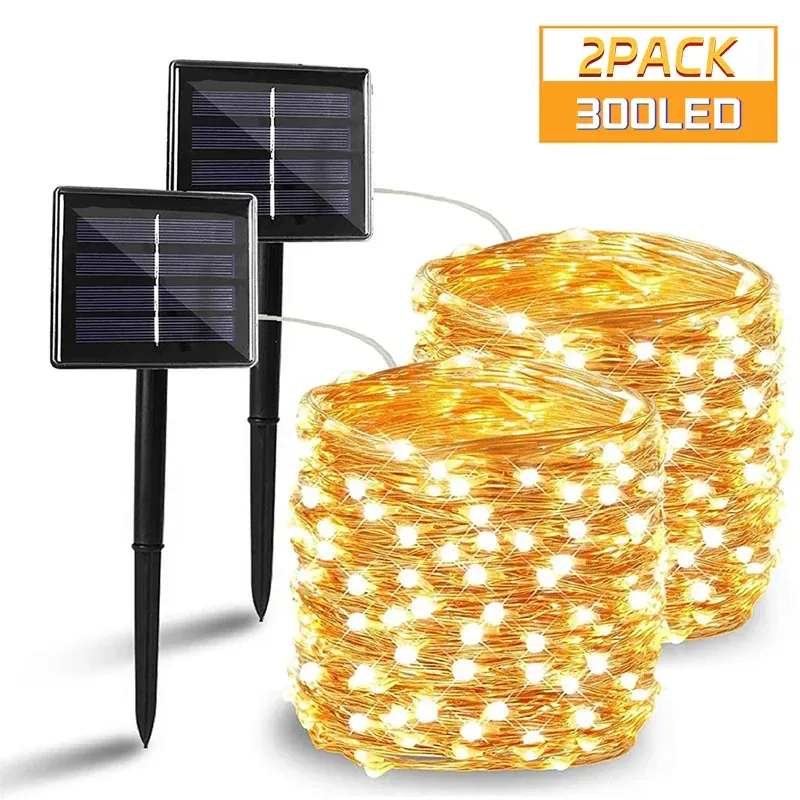 Guirlande lumineuse solaire LED d'extérieur étanche, 8 modes, 7 m / 12 m / 22 m / 32 m - Image 1