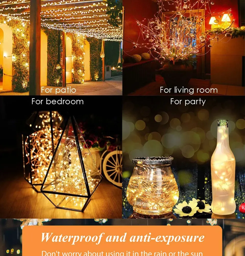 Guirlande lumineuse LED étanche installée en extérieur