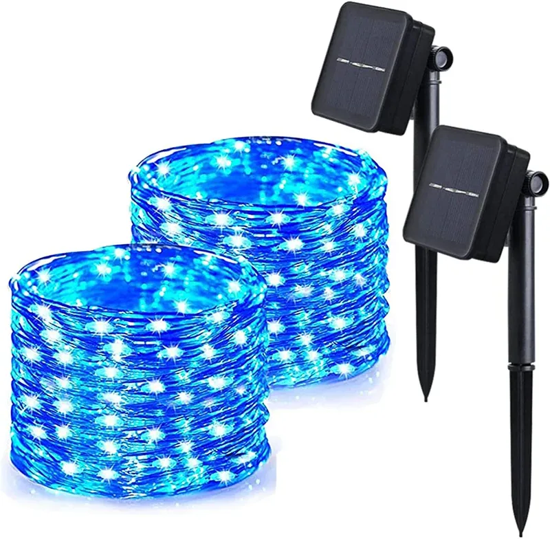 Guirlande lumineuse solaire LED d'extérieur étanche, 8 modes, 7 m / 12 m / 22 m / 32 m 10