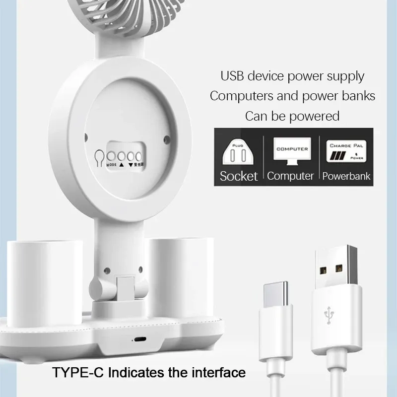 Lampe de table LED rechargeable avec ventilateur et affichage horloge 6