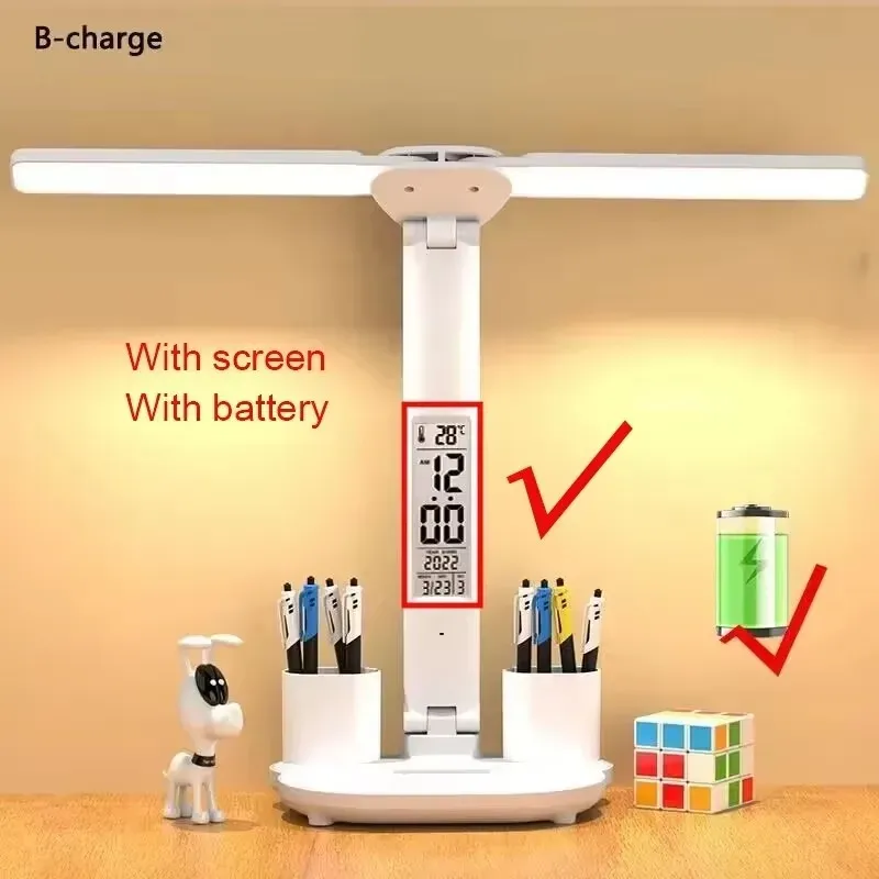 Lampe de table LED rechargeable avec ventilateur et affichage horloge 8