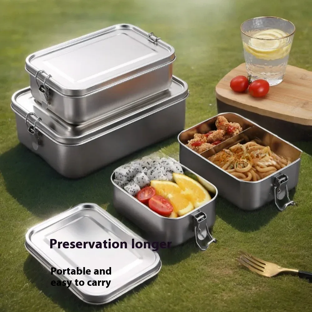 Boîte Bento en acier inoxydable avec fermetures à clips, idéale pour le travail et l'école 5