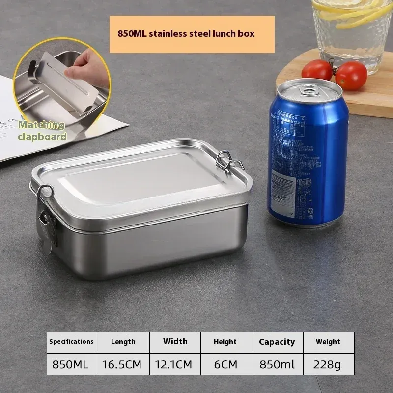 Boîte Bento en acier inoxydable avec fermetures à clips, idéale pour le travail et l'école 6
