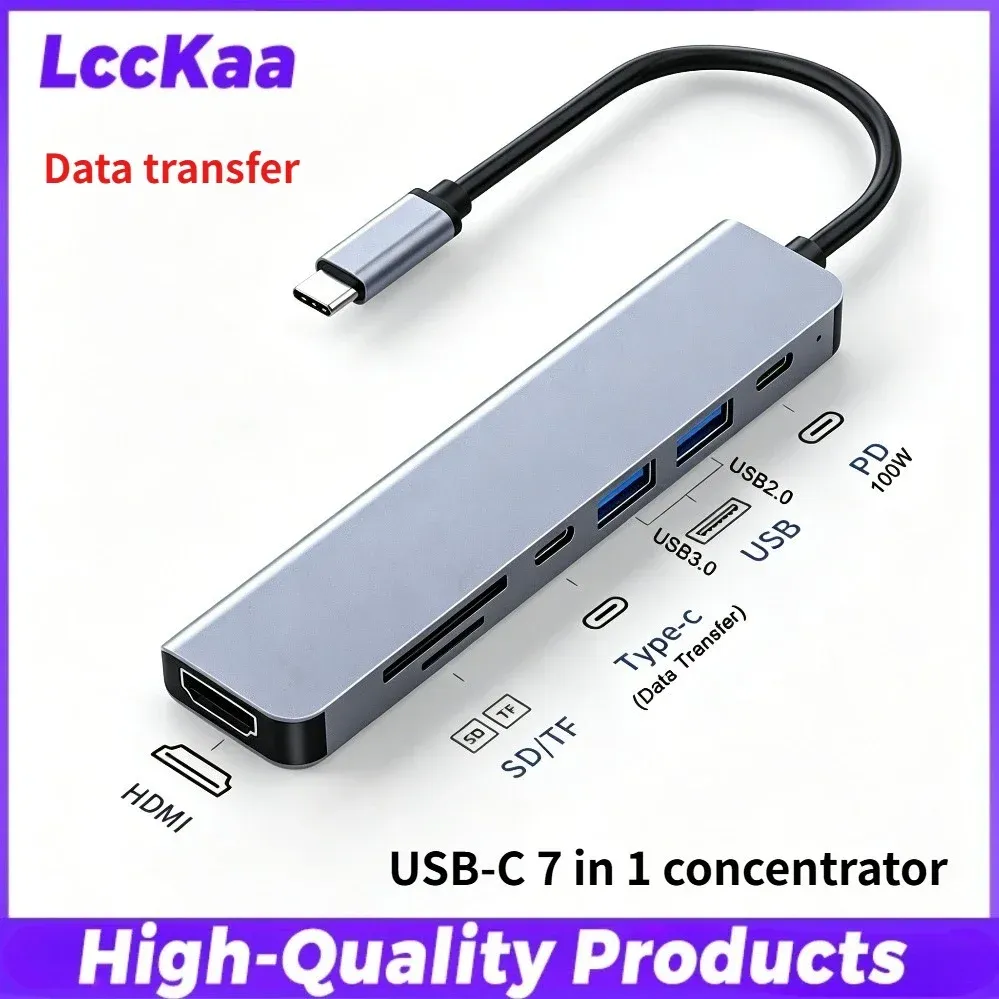 Hub USB-C 7 en 1 / 8 en 1 avec adaptateur multiport, station d'accueil USB 3.0 pour smartphone et tablette Xiaomi, transfert de données rapide 9