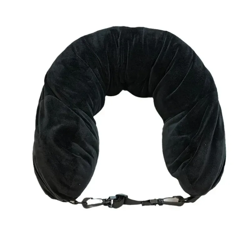Oreiller de voyage avec pochette de rangement et support cervical réglable en polyester, confortable et léger 5