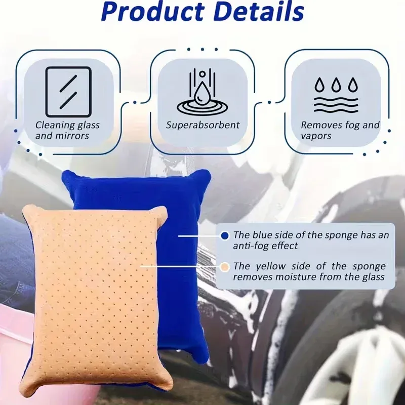 Brosse de nettoyage automobile, éponge en microfibre double face, idéale pour vitres, cuisine, jardin et nettoyage extérieur 5