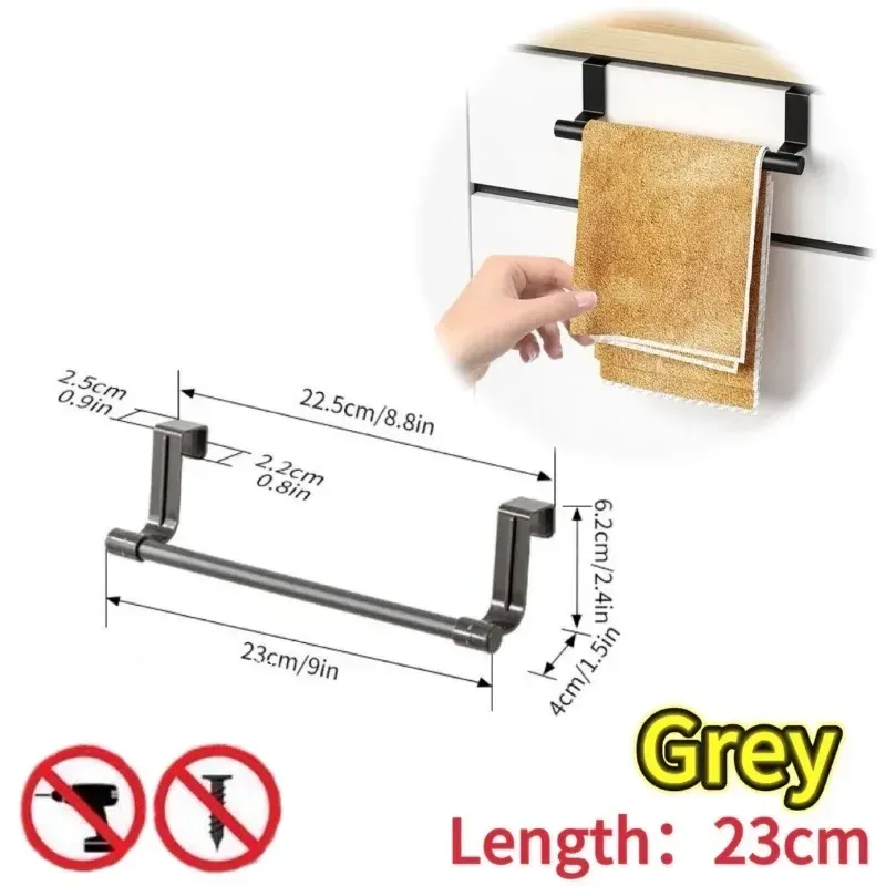 Porte-serviettes mural pour armoire de cuisine, lot de 1 ou 2 pièces, format compact pour la maison et la salle de bain, sans perçage 7