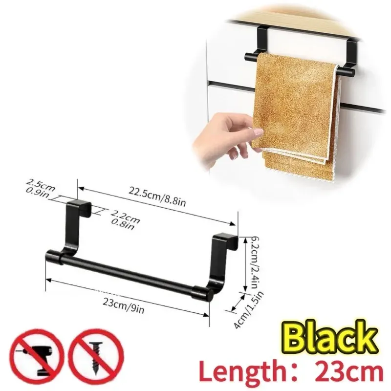 Porte-serviettes mural pour armoire de cuisine, lot de 1 ou 2 pièces, format compact pour la maison et la salle de bain, sans perçage 9