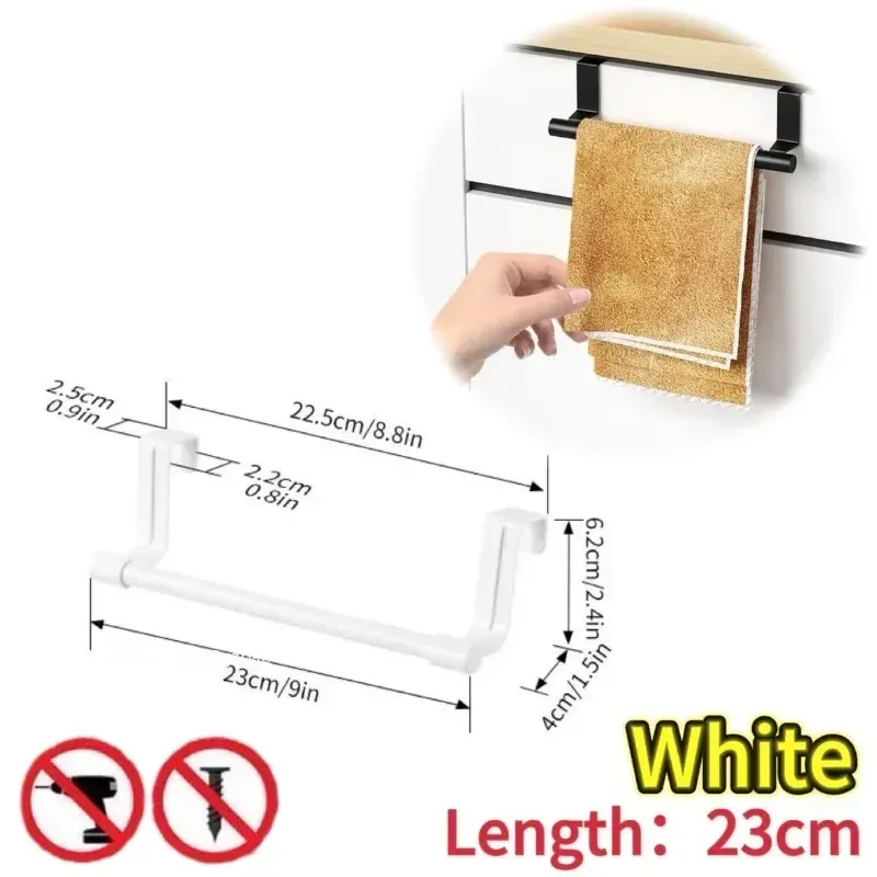 Porte-serviettes mural pour armoire de cuisine, lot de 1 ou 2 pièces, format compact pour la maison et la salle de bain, sans perçage 10