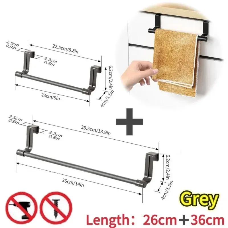 Porte-serviettes mural pour armoire de cuisine, lot de 1 ou 2 pièces, format compact pour la maison et la salle de bain, sans perçage 11