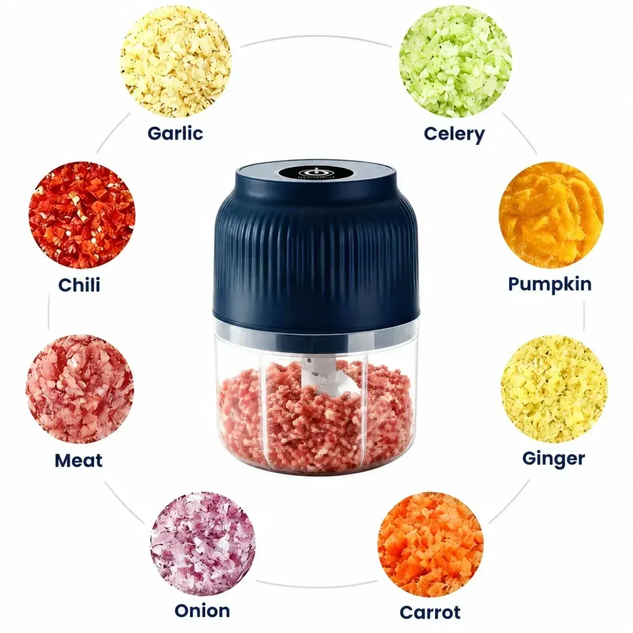 Mini hachoir électrique sans fil rechargeable par USB, 250 ml, pour l'ail et les aliments 5