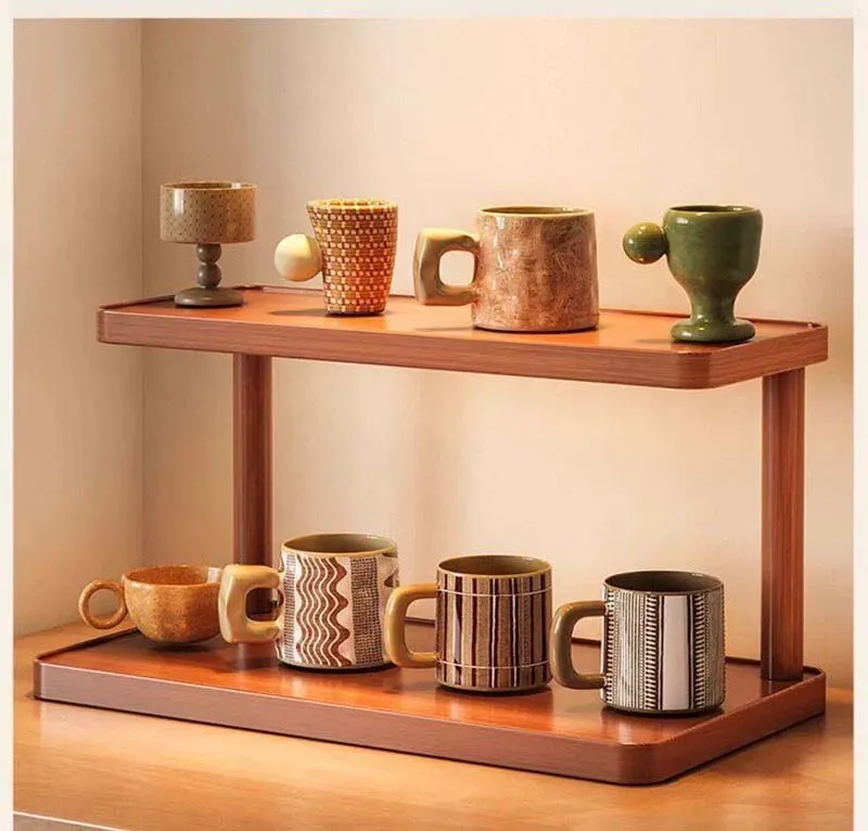 Support de rangement en bois, détail des niveaux