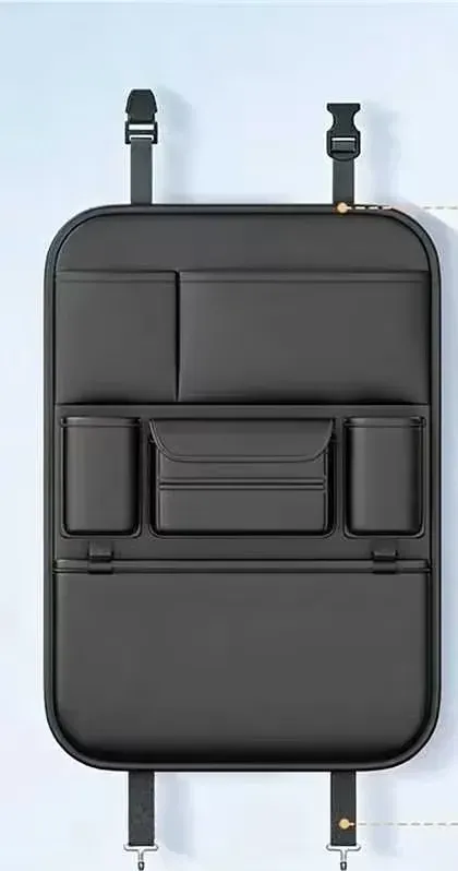 Organisateur de siège arrière à 6 poches, résistant à l'usure, imperméable et anti-coups de pied, avec porte-mouchoirs et porte-gobelets 6