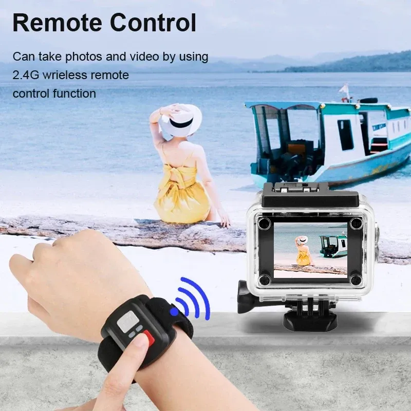 Caméra d'action 4K 1080P/30 FPS WiFi 2.0, boîtier étanche sous-marin 170°, caméra vidéo de sport et mini caméra d'extérieur 3