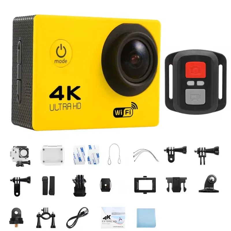 Caméra d'action 4K 1080P/30 FPS WiFi 2.0, boîtier étanche sous-marin 170°, caméra vidéo de sport et mini caméra d'extérieur 9