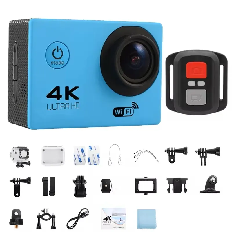 Caméra d'action 4K 1080P/30 FPS WiFi 2.0, boîtier étanche sous-marin 170°, caméra vidéo de sport et mini caméra d'extérieur 7