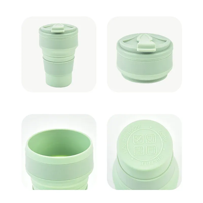 Tasse pliable en silicone dépliée