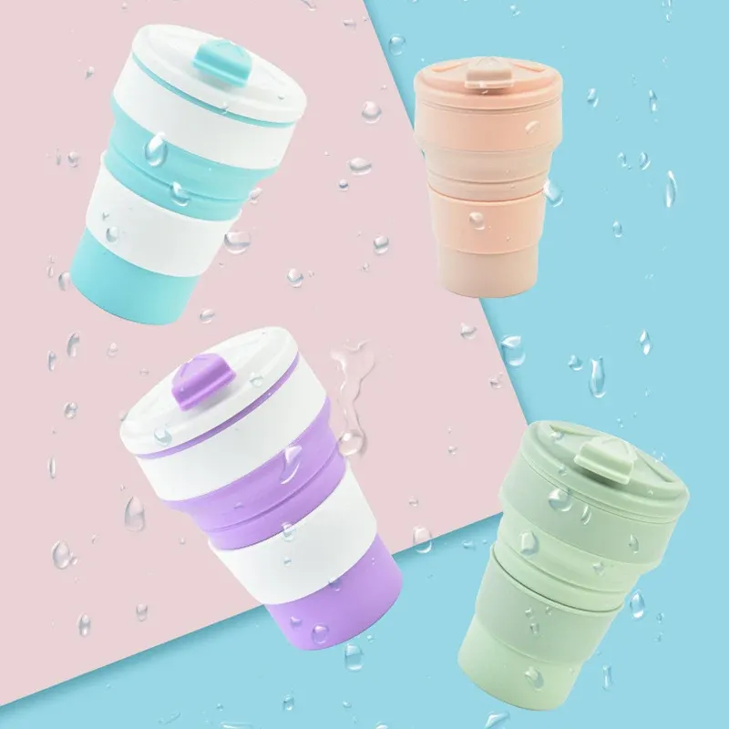 Tasse pliable en silicone repliée