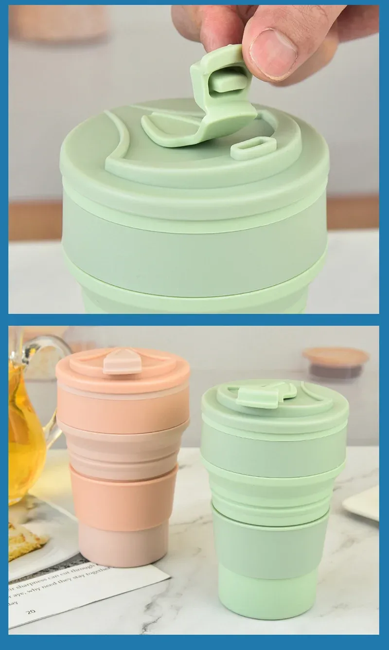 Tasse pliable en silicone finition