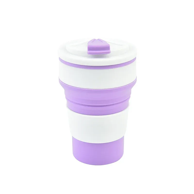 Tasse pliable en silicone 350 ml / 500 ml avec couvercle, idéale pour le café, le voyage et le plein air 8