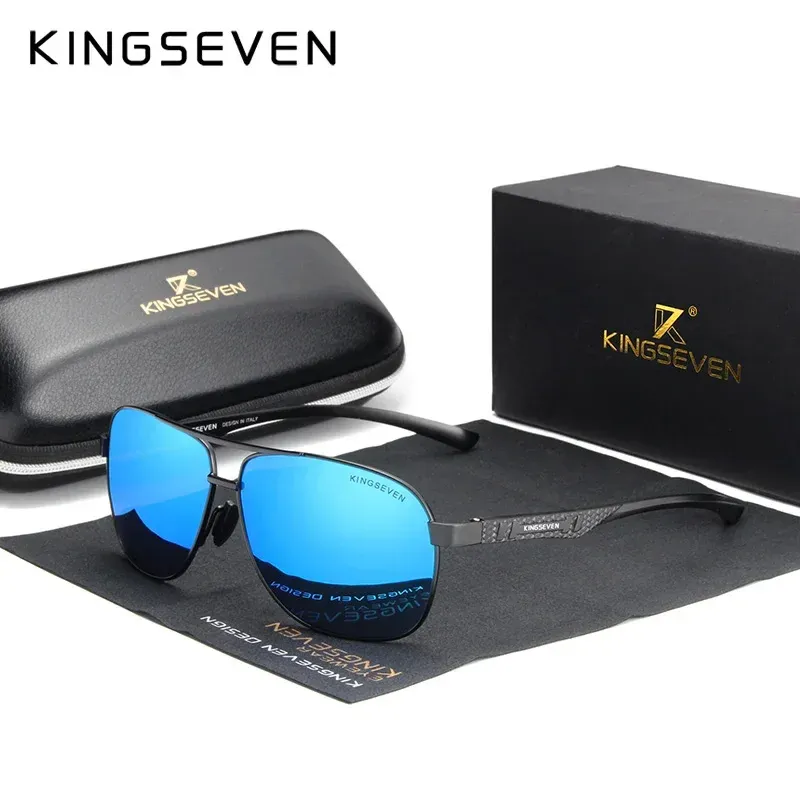 KINGSEVEN Lunettes de soleil polarisées en aluminium pour hommes, protection UV400, verres HD photochromiques à monture pilote 13