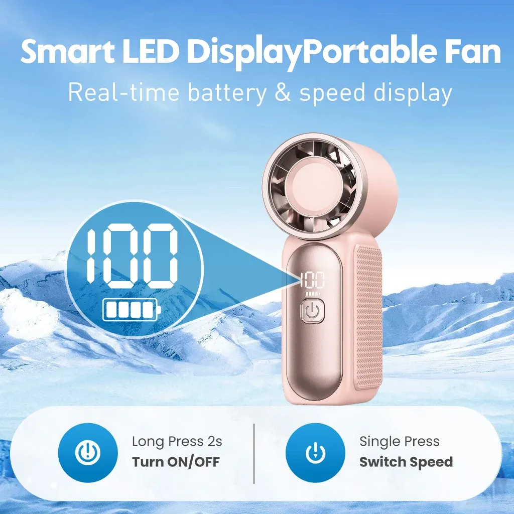 Mini ventilateur portatif 3600 mAh, ventilateur de poche haute vitesse pour voyages en plein air 2