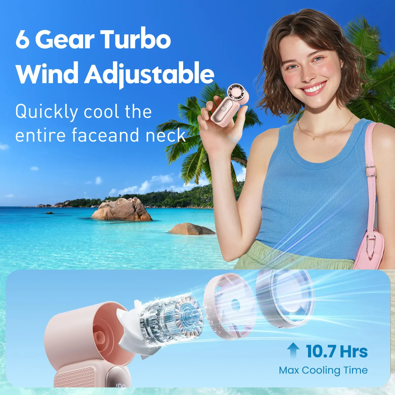 Mini ventilateur portatif, écran LED