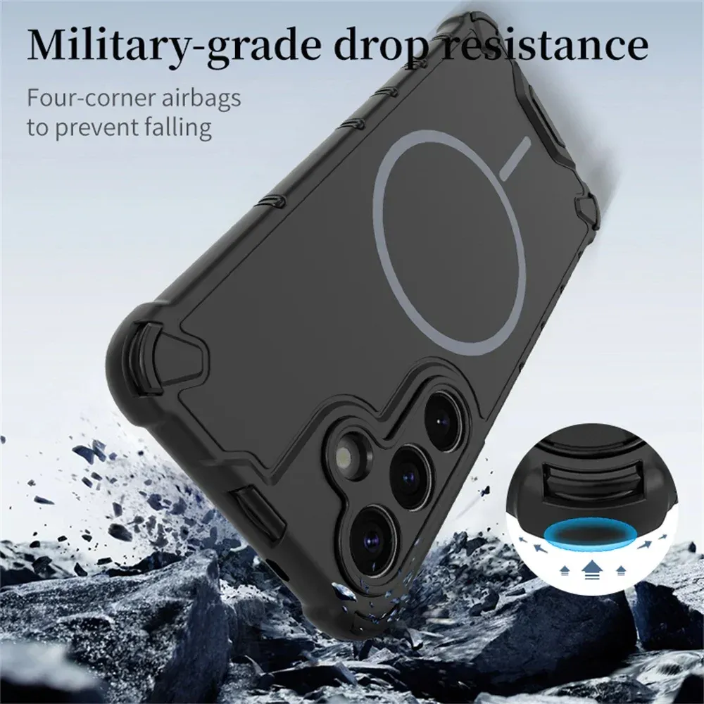 Coque magnétique antidérapante avec bumper, compatible Samsung S24, S25, S26 Plus, S23 Ultra, A56, A55, A54, A35, A34, A25, A15 et MagSafe 6