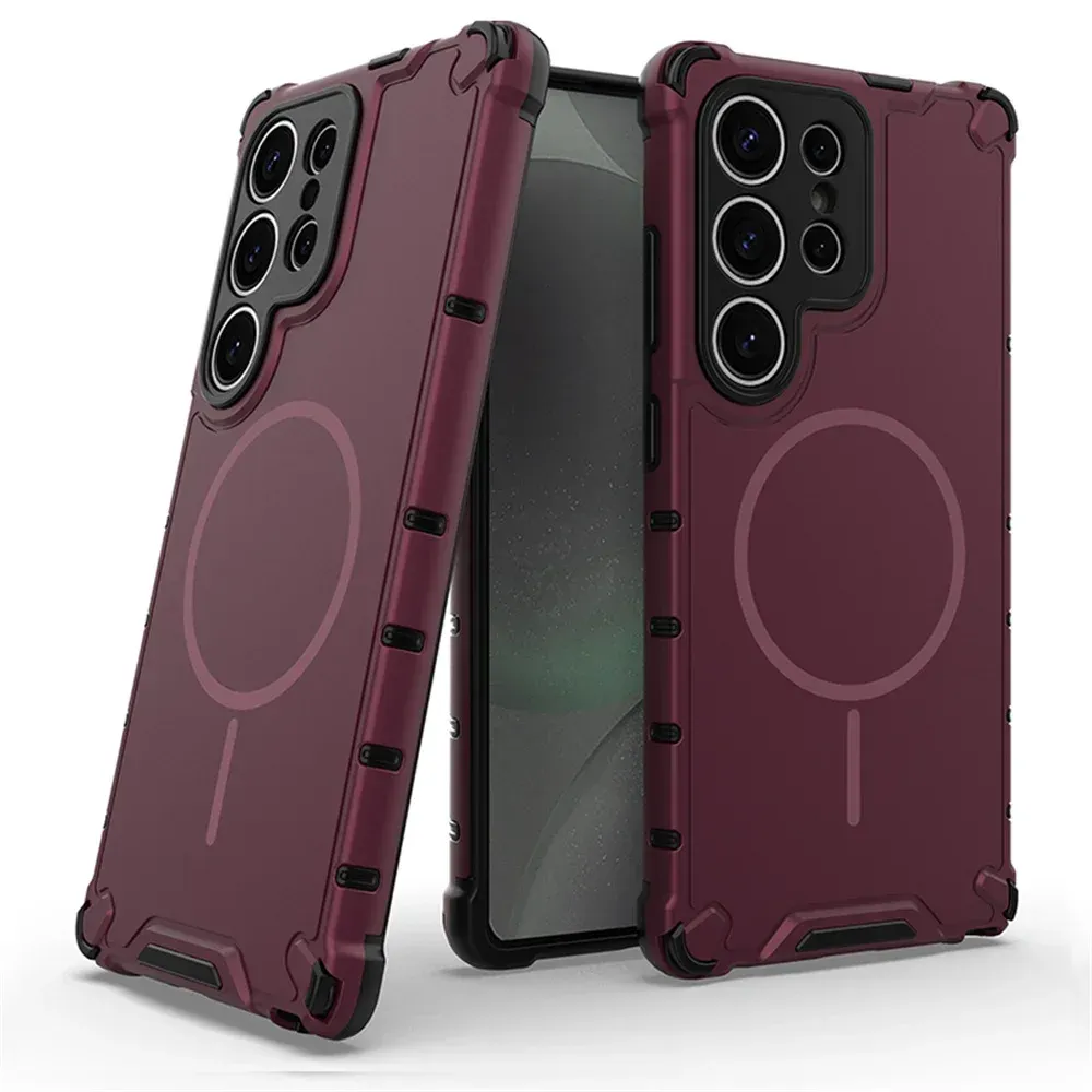 Coque magnétique antidérapante avec bumper, compatible Samsung S24, S25, S26 Plus, S23 Ultra, A56, A55, A54, A35, A34, A25, A15 et MagSafe 8
