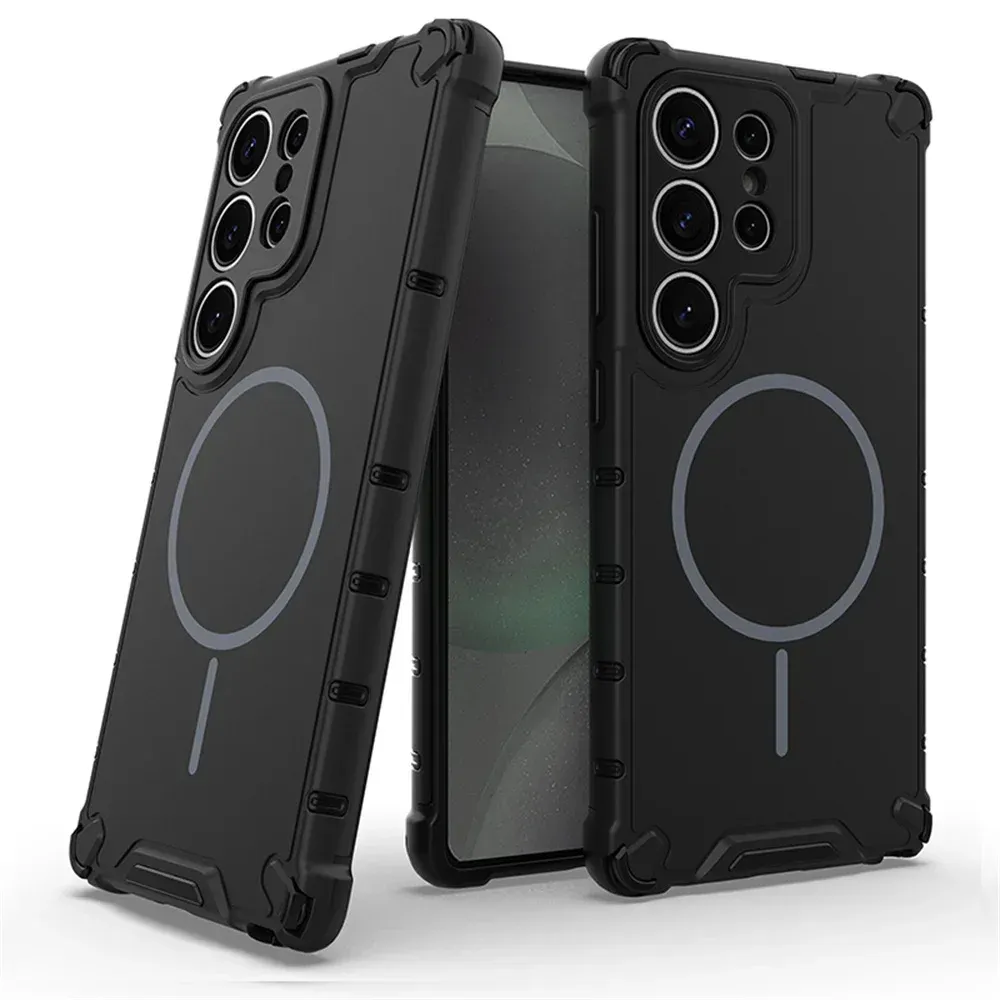 Coque magnétique antidérapante avec bumper, compatible Samsung S24, S25, S26 Plus, S23 Ultra, A56, A55, A54, A35, A34, A25, A15 et MagSafe 9