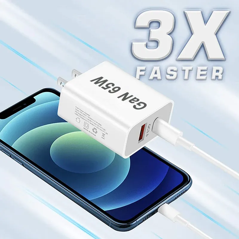 Chargeur USB-C rapide 55W 65W, prise australienne, compatible Xiaomi Redmi, iPhone et Samsung, adaptateur de charge rapide à PD 6