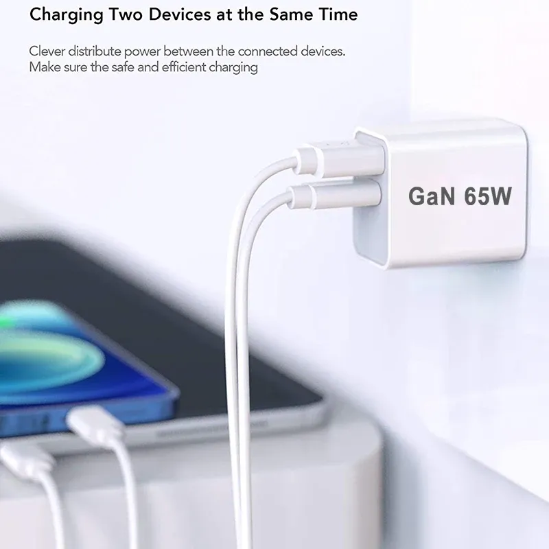 Chargeur USB-C rapide, détail des ports