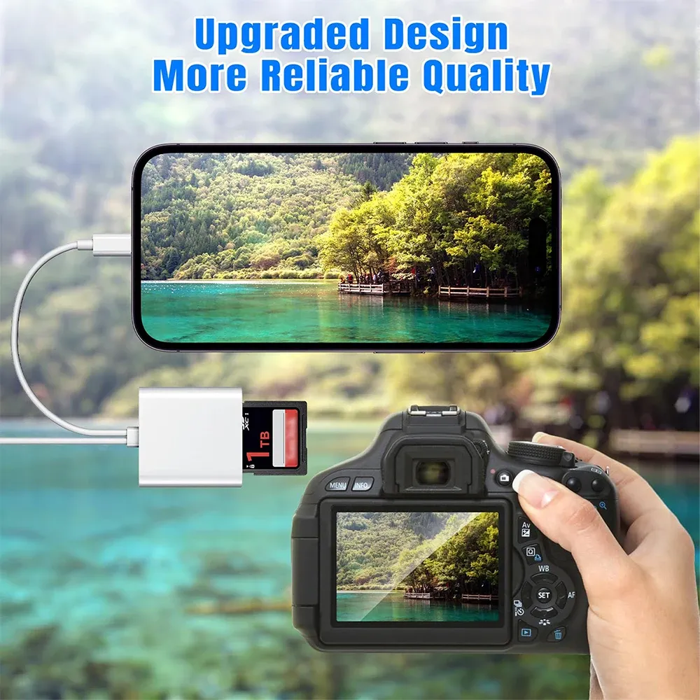 Lecteur de cartes 2 en 1 OTG USB-C pour iPad et tablette, compatible SD et microSD 5