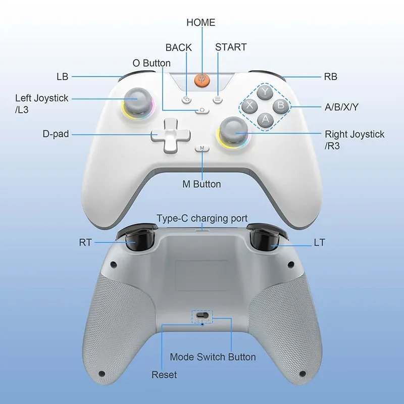 Manette de jeu sans fil EasySMX X05 – Contrôleur Bluetooth pour PC, smartphone, Switch et Steam, lumière RGB, effet Hall 2