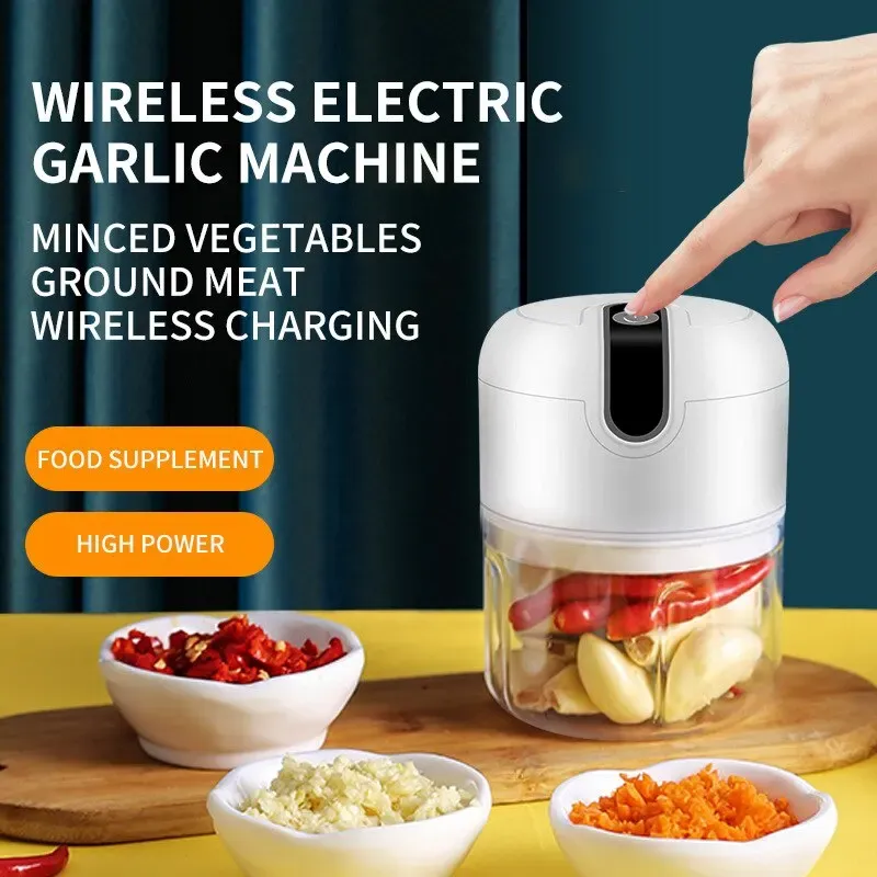Hachoir électrique portable à ail multifonction, mini robot USB rechargeable pour ail, légumes et viande 1