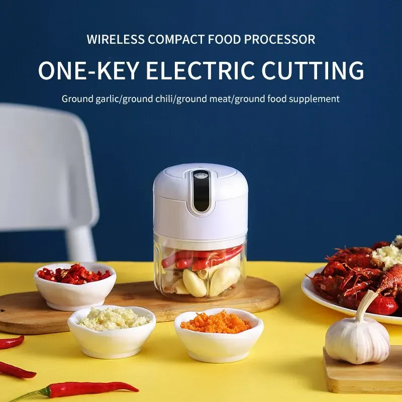 Hachoir électrique portable à ail multifonction, mini robot USB rechargeable pour ail, légumes et viande 4