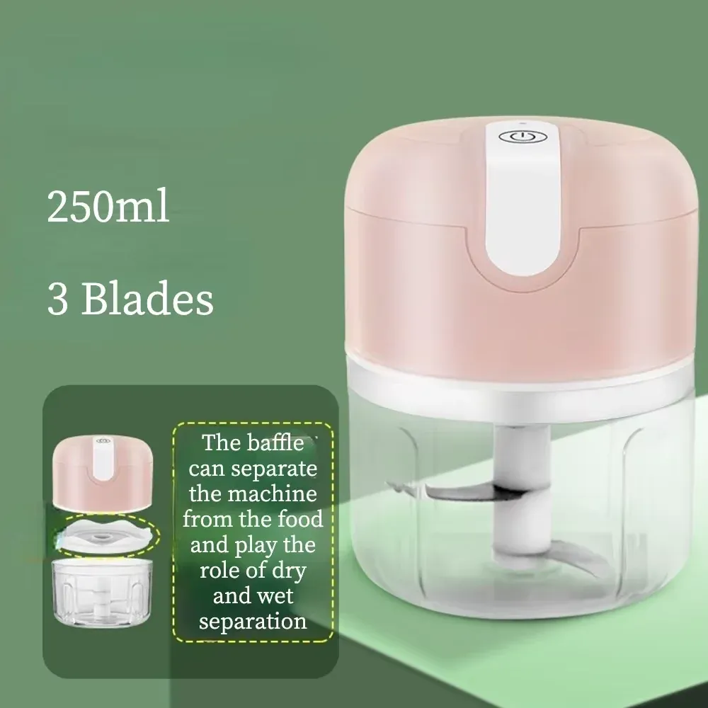 Hachoir électrique portable à ail multifonction, mini robot USB rechargeable pour ail, légumes et viande 8