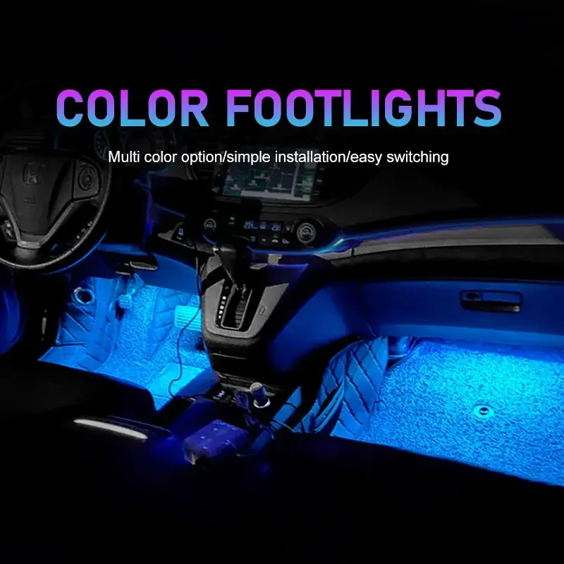 Bande LED d'ambiance pour habitacle de voiture, kit de rétroéclairage USB 5 V, lampe néon décorative 3