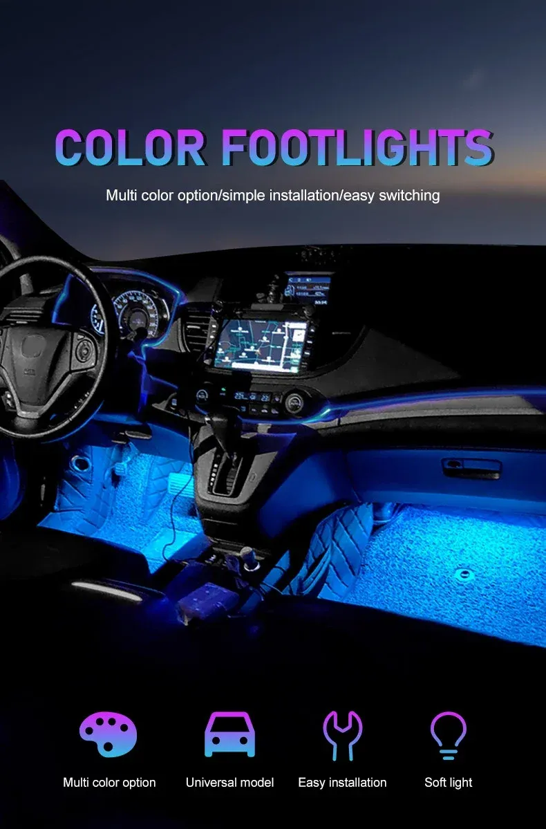 Gros plan du ruban lumineux LED d'ambiance