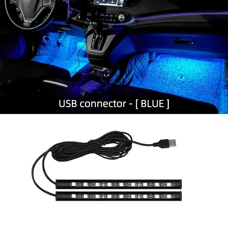 Bande LED d'ambiance pour habitacle de voiture, kit de rétroéclairage USB 5 V, lampe néon décorative 9