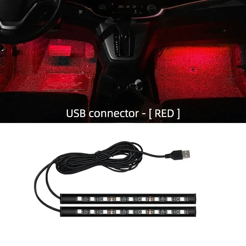 Bande LED d'ambiance pour habitacle de voiture, kit de rétroéclairage USB 5 V, lampe néon décorative 7