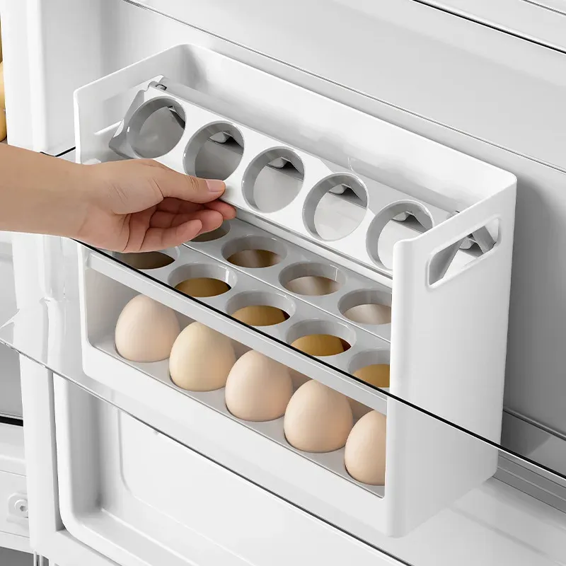 Nouveau bac de rangement pour œufs amélioré, pliable, pour porte latérale de réfrigérateur, organisateur pour 30 œufs, distributeur de rangement - Image 1