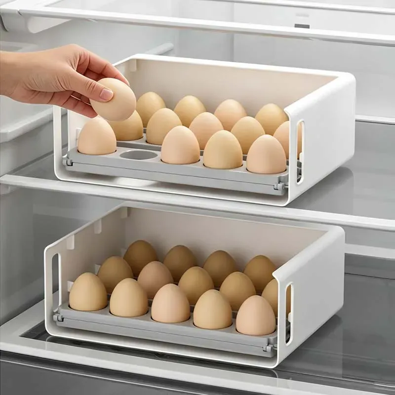 Nouveau bac de rangement pour œufs amélioré, pliable, pour porte latérale de réfrigérateur, organisateur pour 30 œufs, distributeur de rangement 3