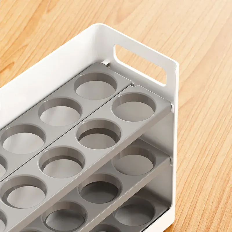 Nouveau bac de rangement pour œufs amélioré, pliable, pour porte latérale de réfrigérateur, organisateur pour 30 œufs, distributeur de rangement 6