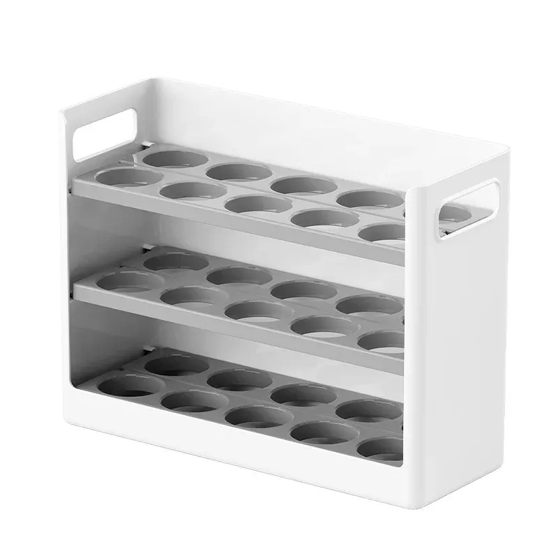 Nouveau bac de rangement pour œufs amélioré, pliable, pour porte latérale de réfrigérateur, organisateur pour 30 œufs, distributeur de rangement 7