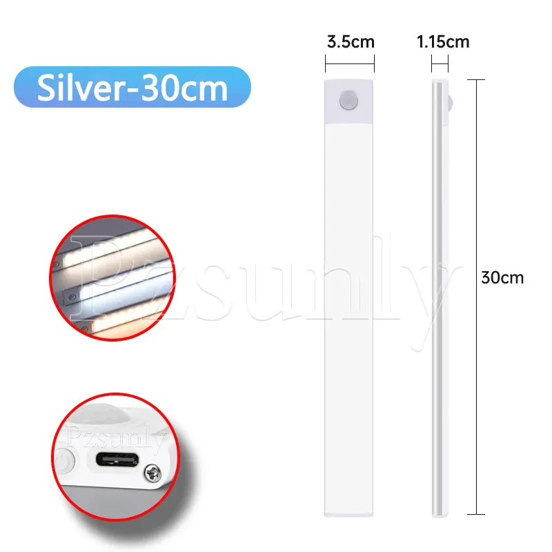Barre lumineuse LED à détection de mouvement rechargeable par USB, idéale pour la cuisine et la garde-robe – 30 cm, 40 cm, 50 cm 9