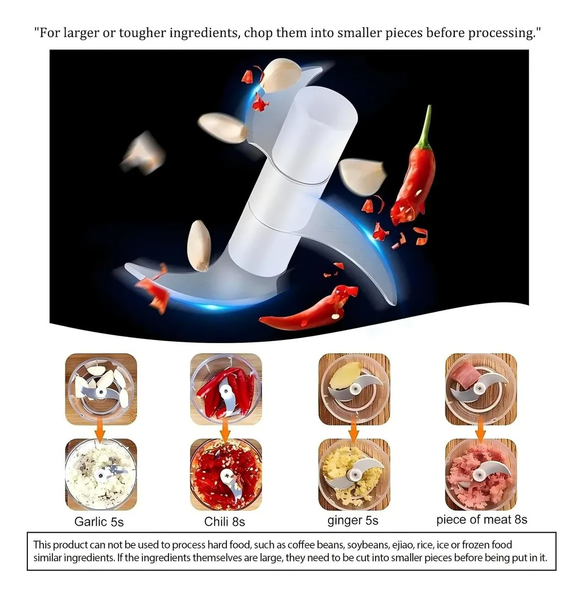 Hachoir électrique rechargeable par USB, mini robot culinaire pour viande, légumes et ail 4