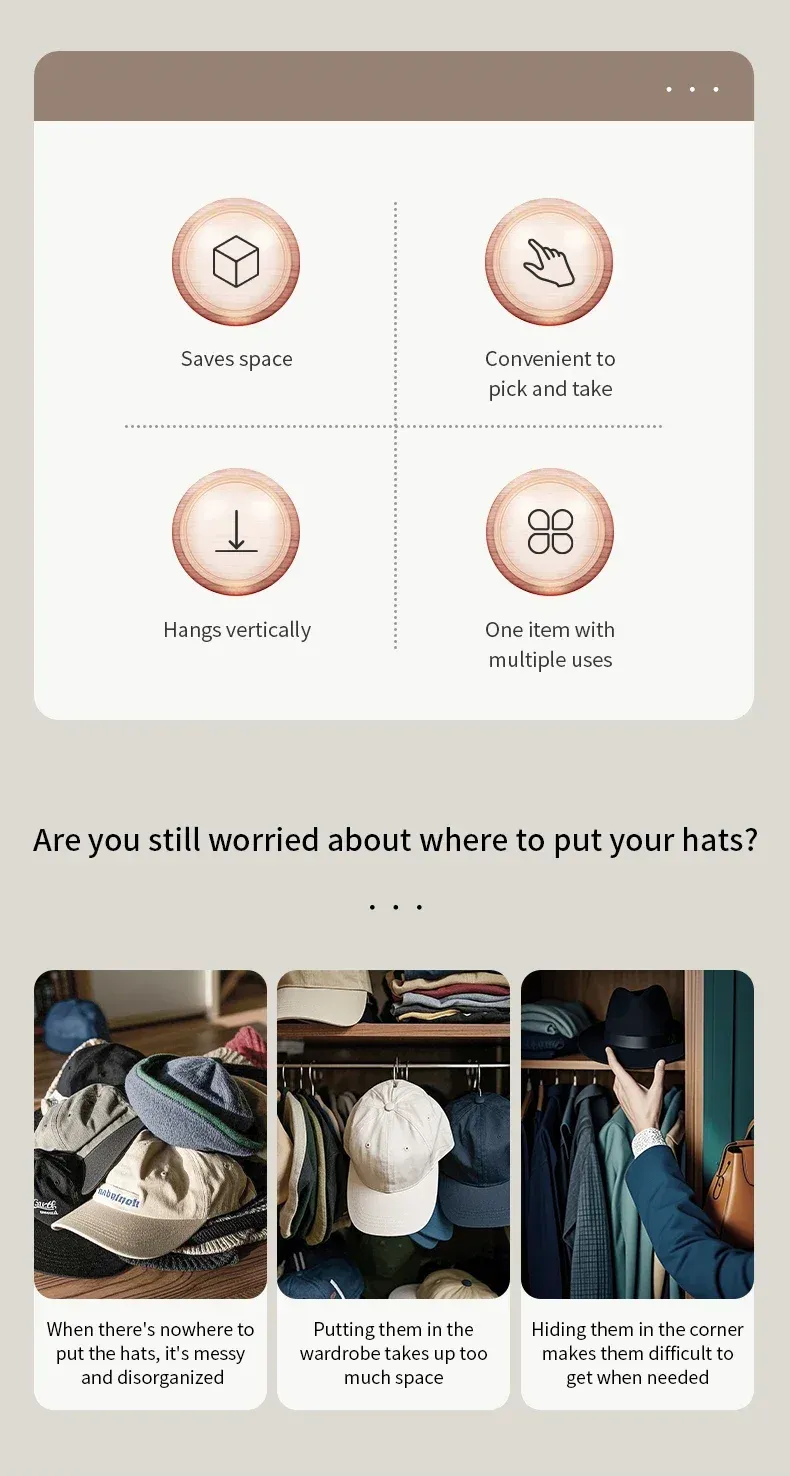 Porte-chapeau de garde-robe présentant une collection de casquettes